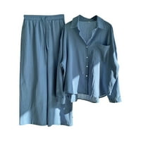 DRPGunly Fall Outfits, dame retro plus size pamučna košulja košulje visokih struka hlače dugih rukava