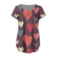 Ženski vrhovi bluza Grafički printira kratki rukav casual ženske majice okrugle dekolte moda ljubičasta