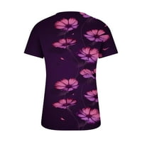 Ters za žene s kratkim rukavima tipka V izrez T-majica Trendy cvjetni tiskani košulje Ljeto labave casual