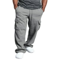 Man Casual Hlače Čvrsto boje labav džepni džepni dizajn elastične struke duge pantalone