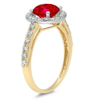 1.86ct okrugli rez crveni simulirani rubin 14k bijelo žuto zlato Angažovanje halo prstena veličine 4,5