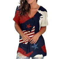 Ženska američka majica zastava kratki rukav USA 4. srpnja Zastava gornjih labavih patriotskih majica