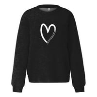 Ženski vrhovi modni casual solintinovo pune boje zaljubljeni zaljubljeni košuljenim džemper, crni m