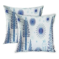 Plavo stablo zimski čudesni borovi silueta jastučnice za jastuk za jastuk set 2