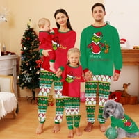 Zeleni božićni pidžami organski pamuk PJS Božić koji odgovara pidžami set za teen i odrasle i pse