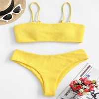 Ženski kupaći kostimi teksturirani podstavljeni bankeau bikini set žuti xl