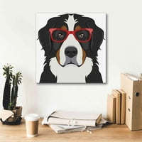 Epic Graffiti 'Bernski planinski pas koji nosi hipsterne naočale' Furbaby podružnice, platno Zidno umjetnost,