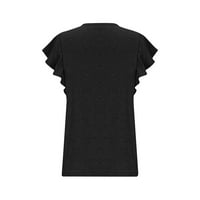 Mikilon Ženska ljetna moda Ležerne prilike V-izrez Solid COLOR ruffe kratki rukav Top bluza plus veličine