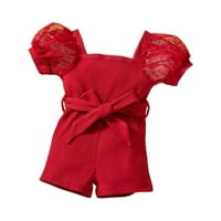 Rovga Kids Girls Girls Toddler BodySuits Solid kombinezon Bubble rukav cvjetni kratki rukav pojačao pet hlača