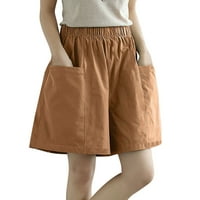 Manxivoo kratke hlače za žene Žene Ležerne prilike Bermuda Hlače Elastične strugove s džepovima Dužina