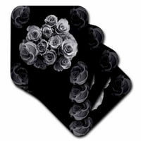 Dreamy srebrni sivi buket ruža okružen četiri ruža na crnoj pozadini pripadnika - meka CST-29856-1