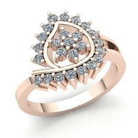 Originalni 2CTW okrugli rez Diamond Dame Bridal Cvjetni angažman Fancy Ring Solid 14K ruža, bijela ili