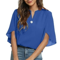 Baycosin šifon vrhovi za žene Ljeto Flared bluza s kratkim rukavima Casual V izrez