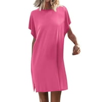 Ljetne haljine Maxi majica kratkih rukava MINI TUNIC TOP MAXI haljina sa rukavima petite vruće ružičaste s