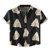 Men Casual Rever vrat MENS Hawaiian Tee kratki rukav plaža Ghost Ispiši Redovna fit ljetne majice