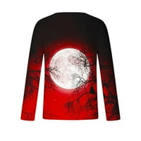 Tdoqot muške majice s dugim rukavima - Trendy Moon Print Fall Crewneck Ležerne prilike majica Vino veličine 5xl