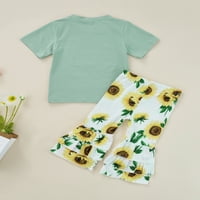 Majica i pantalone iz multitrgovine devojčice postavljaju modni suncokret za ispis kratkih rukava i