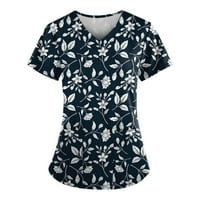 Ženske majice Personalizirani slatki ispis kratki rukav V-izrez Top radne uniforme Džepne vrhove vruće