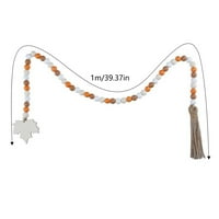 Vintage vitrad staklene ploče Tassel ukrasne drvene perle zidni viseći javorove lišće oblikovane drvene