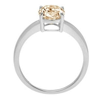 2. CT sjajan ovalni rez čist simulirani dijamant 18k bijeli zlatni pasijans prsten sz 7.5