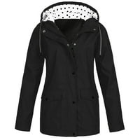 Žena plus kišna jakna kiša dugih rukava plus veličine čvrste boje Vjetrootporna rukava kaput crna veličina