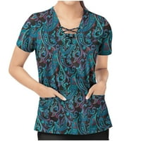 Clearsance Plus veličina vrhova V-izrez grafički otisci Bluza Radna odjeća Žene Modne bluze kratkih