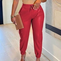Poslovne casual pantalone za žene Modne žene Čvrsti džepovi Kaželjene ležerne kože dugačke hlače u sredini