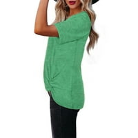 Ecqkame Women Plus Veličina Košulja za košulju Ženska moda Ležerne prilike Ženska V-izrez Kratki rukav Tipno-zeleni m