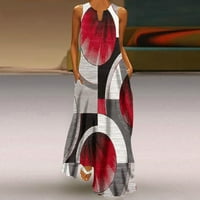 Maxi haljina za ženske haljine za žene Ležerne prilike sa labavom tiskanom haljinom na plaži V-izrez