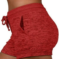 Glookwis Ladies Plaža Kratke vruće hlače Solidni uzorak Lounge Ljetne kratke hlače ravno noga jogger