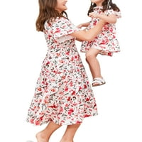 Avamo mammy i mi a-line s kratkim rukavima Summerss cvjetni print labavi porodični podudaranje haljina