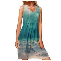 Finelylove sundrese za žensku plažu Maxi haljina A-line Redovna maint bez rukava mitce zelena s