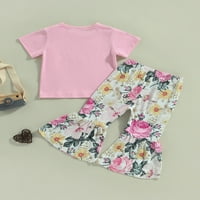 JKERTHER TODDLER Girl Ljeto Djeca odijela Djevojka odjeća set kratkih rukava majica + cvjetni ispis