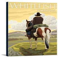 Whitefish, Montana - kauboj - umjetničko djelo za novinare sa fenjerom