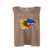 Ženski plus veličine Cisterne na vrhu američke zastave Ispiši 4th juli Ležerna majica bez rukava