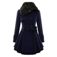 Haxmnou ženski zimski kaput dame djevojke podnevene dugačke kapuljače za toplu jaknu tamno plavi xxxl