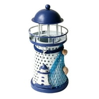 Wofedyo Mediteranski svjetionik Željeznjak svijeće svijeće plava bijela kućna stola dekor A 15 * 10