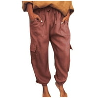 Corashan pantalone za žene, ženske ležerne čvrste boje elastične struke ravne labave udobne hlače, ženske