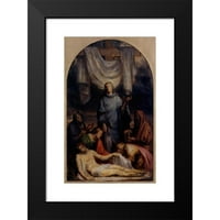 Ébastien Melchior Cornu Black Modern Framed Museum Art Print pod nazivom - Krist sišao iz La Croi