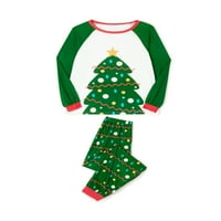 Porodica koja odgovara božićnim pidžamima setovi dugih rukava o vratu + božićne pantalone za ispis ili