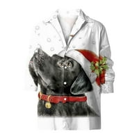 Bazyrey muške košulje kauzalne božićne košulje s dugim rukavima cvjetno tiskano dugme gore smiješno