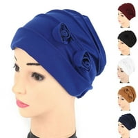Songbirdth šešir, ženski turbanski šešir čvrste boje dvije cvijeće glave pure partijnu stranu