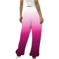 Ženske casual pantalone Flowy Business Casual Hlaće Gradient Duksevi Labavi lounge Boounge pantalone Džepovi visokog struka Hlače Hot Pink XL