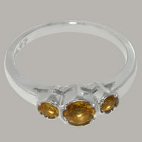 Britanci napravili 18k bijeli zlatni prirodni citrinski ženski Winmens Obećaj prsten - Opcije veličine
