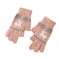Rukavice od jelena uzorak zadebljane rukavice Pletene zimske rukavice za žene ELK Print puni biciklistički