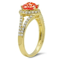 1.49ct srce crveni simulirani dijamant 18k žuti zlatni gravirajući izjavu bridalne godišnjice Angažman