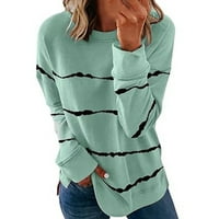 Ženski vrhovi zazor ispod $ modne žene O-izrez dugih rukava majica Ljetni tisak labavo bluza vrhom zelenog