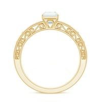 Moissite Solitaire Angažman prsten, zlatni filigranski prsten za žene, 14k žuto zlato, US 9.00