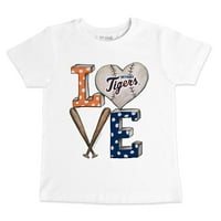 Toddler Tiny Turpap Bijeli Detroit Tigrs Baseball Love Majica