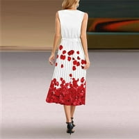 Haljine za žene plus veličine ženske posade vrat a-line dugi grafički otisci bez rukava skelet a-line plažne haljine crveni xl